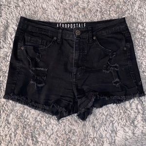 Black denim shorts